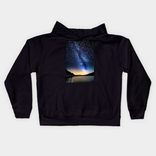 Milky Way Rising over a Lake Kids Hoodie